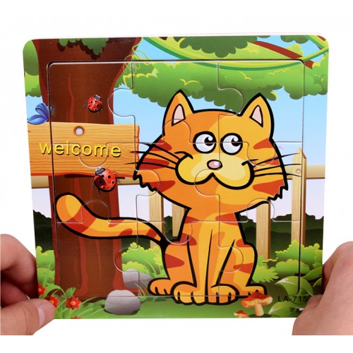 EVERY FAMILY - 24 Styles Wooden Kids Jigsaw Puzzles Toys With Animals The Kitten